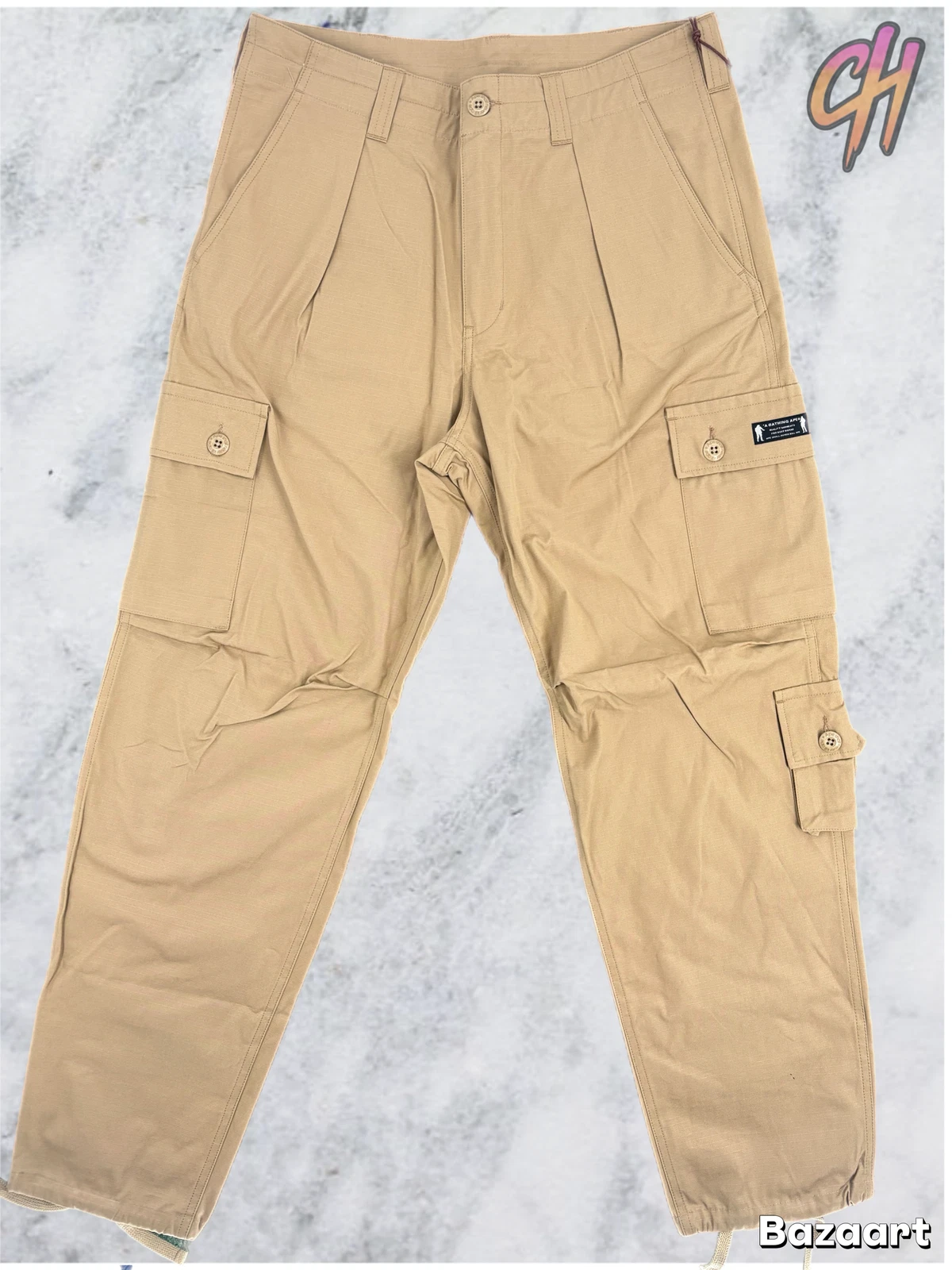 Bape 'Dev-Ops' Beige Cargo Pants Size Medium