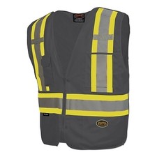 6935AU/6936AU/6937AU HV Zip-Up Snap Break Away Safety Vest, Medium, Black