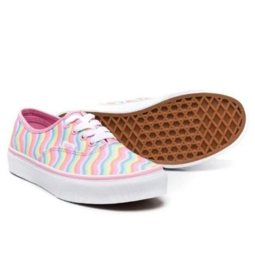 Vans Youth Autentico Ondulato Arcobaleno Begonia Rosa Vero Bianco Taglia 2.0 UY NUOVO