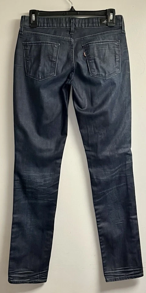 Pantalones de mezclilla ajustados de tiro bajo vintage Levis Demi Curve para mujer talla 27 x 32 azul Foto 2 de 4