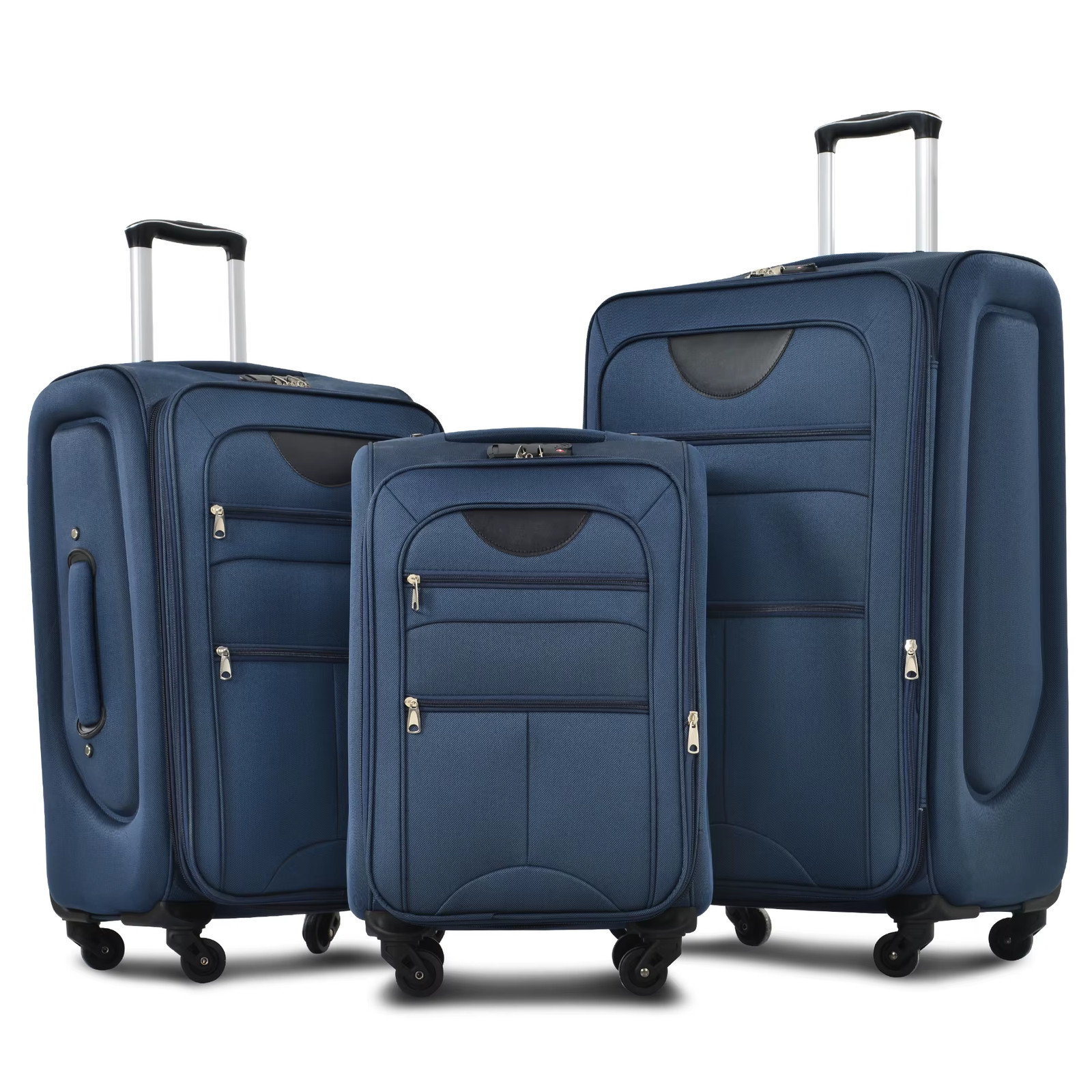 Expandable 3 Piece Set Suitcase Upright Spinner Softshell Li