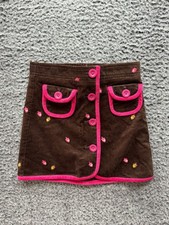Vtg Lilly Pulitzer Corduroy Embroidered Button Fly Mini Skirt Brown Girls Size 4