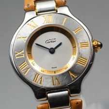 Montre femme neuve Batt[Exc+5]Box Cartier Must De 21 1340 Silver Quartz 27mm JP