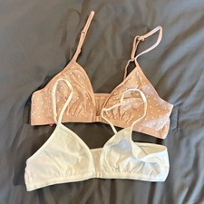 Fruit of The Loom Girls Bralette Size 38 Lot of 2 NWOT White and Pink Cotton
