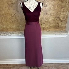 White Vera Wang Velvet Bodice Maxi Dress Burgundy Wine Formal Evening Size 2