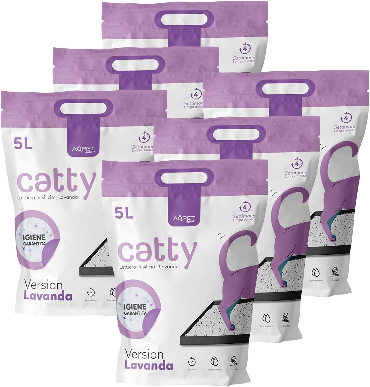 Lettiera al Silicio Catty 30 Litri | 6 Confezioni da 5L | Alta Resa
