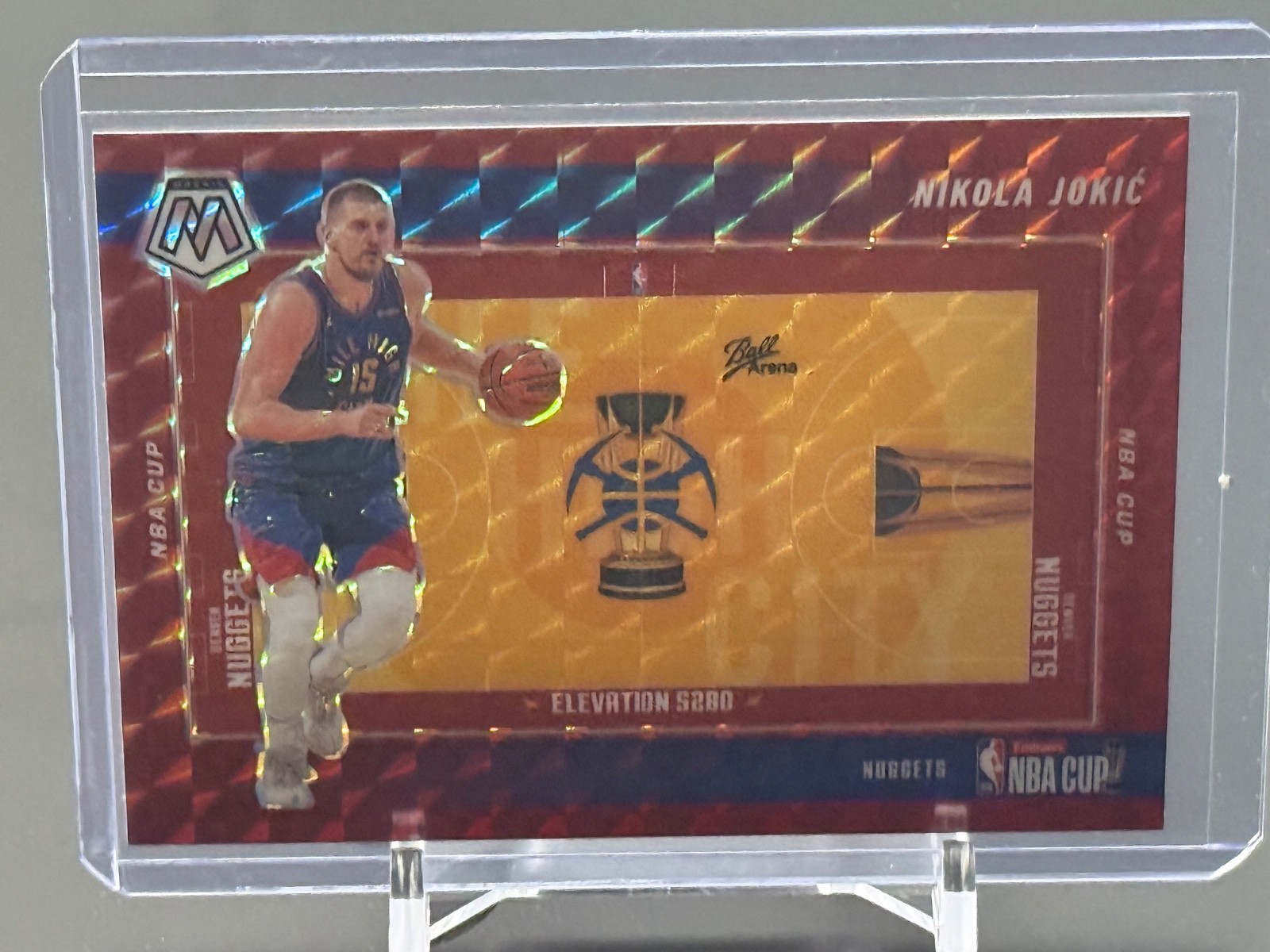 2024-25 Mosaic NBA Emirates NBA Cup SSP Red Nikola Jokic #1 Elevation 5280