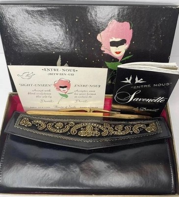 Vintage Kiss Lock Wallet Black Entre Nous de Daniel Original Box W Ad Unused