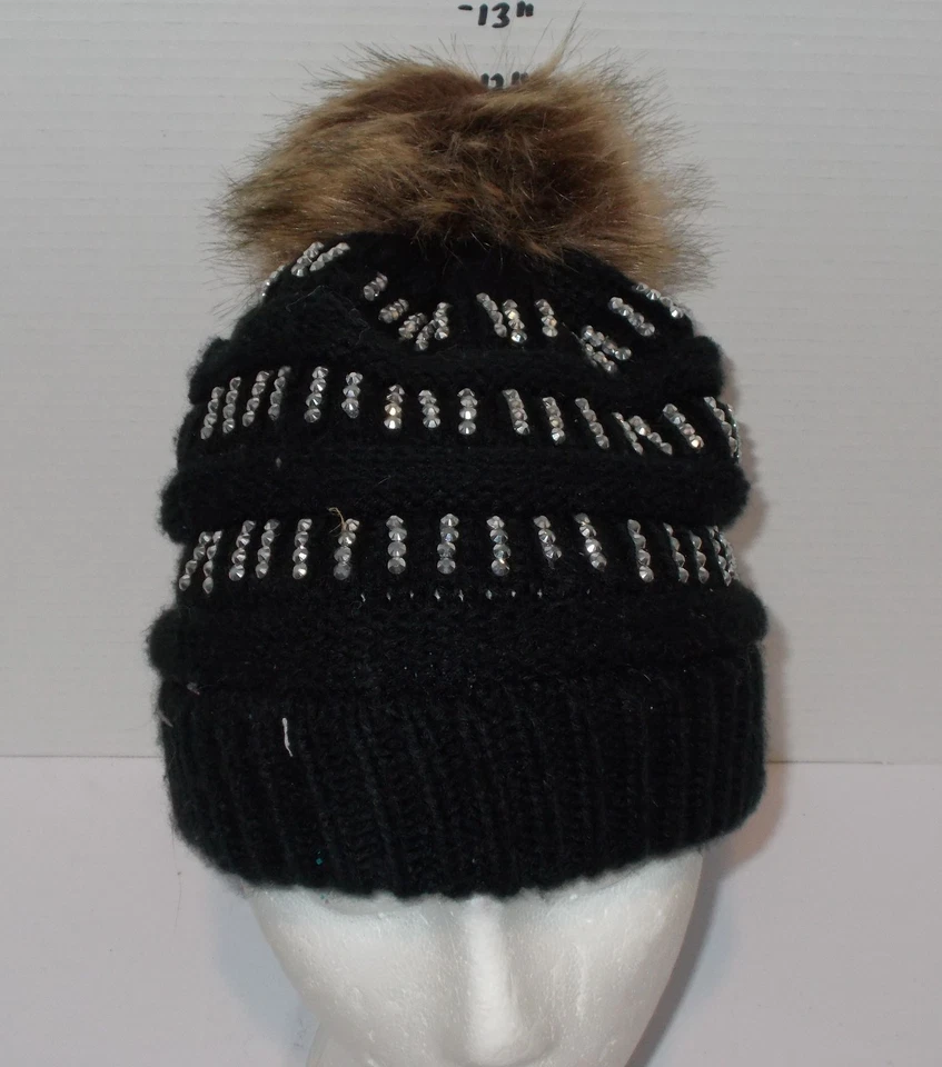 David and Young Bling 豆豆帽黑色棕色 OSFM 素食者人造毛皮温暖冬季 — 第 2/4 张图片