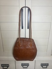 Vintage DE VECCHI Hamilton Hodge Brown Leather Woven Women's Shoulder Bag