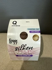 Leggs Silken Mist Pantyhose Tights Control Top Ultra Sheer Q Sun Beige 98070