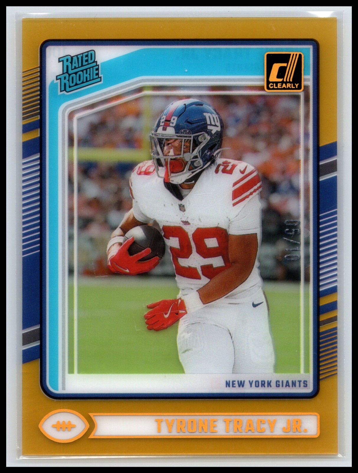 2024 Donruss Clearly Tyrone Tracy Jr. Rated Rookie Gold 05/10 SSP Giants RC 🔥