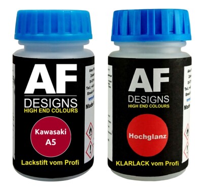 Lackstift Kawasaki A5 Candy Persimmon Red + Klarlack je 50ml Motorradlack Basisl