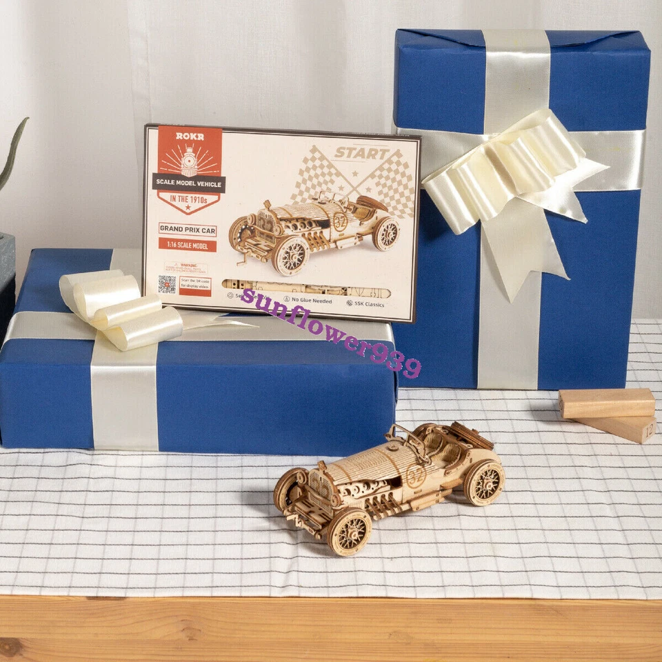 ROBOTIME 3D Wooden Puzzle 220pcs Laser Cut Model Vintage Toy Cars Gift Kids Boy - Image 3 of 4