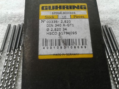 Guhring Spiralbohrer 336 Series 2.820MM HSCO Drill Bits ( pkg of 10)