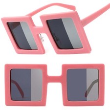 Unique Statement Piece Mirrored Two-Tone Tinted Womens Pink Square Sunglasses
