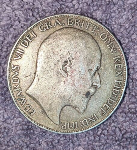 1902 King Edward VII Crown C Solid Silver Antique Coin 0.925 Sterling Man Utd UK - Bild 2 von 12
