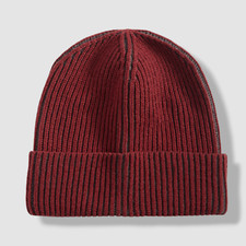 Alfani Men's Red Two-Tone Plated Cap Ribbed Knit Beanie Hat One Size