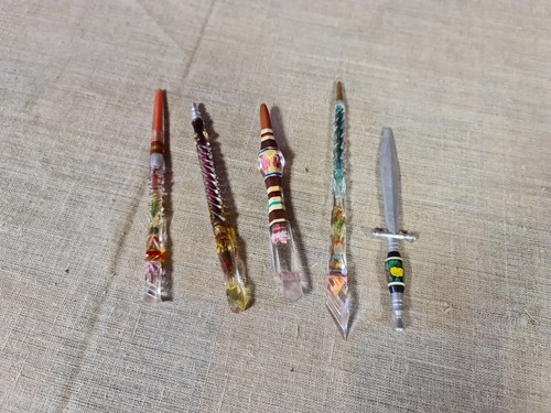 Vintage Plexiglass ballpoint pens Handmade Prison Art USSR Floral Ornament Rose - Picture 2 of 9