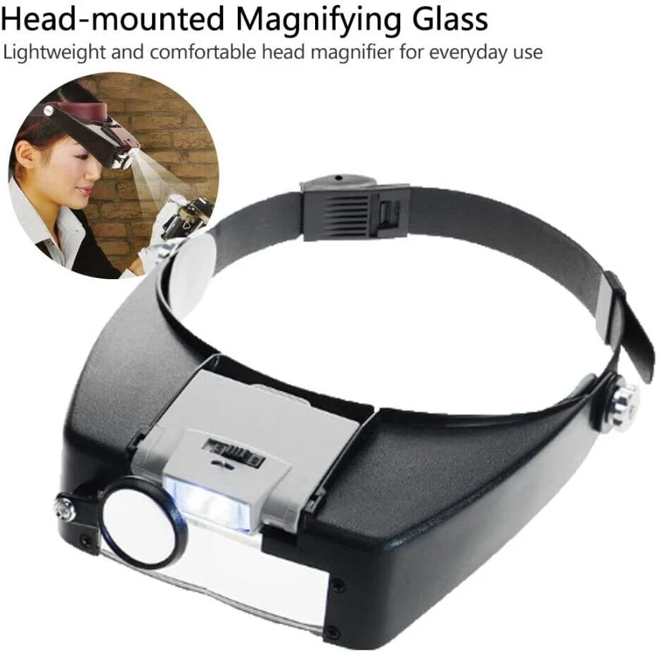 Jeweler Magnifier Headband Headset LED Head Lamp Light Magnifying Glass Loupe US - Image 4 of 4