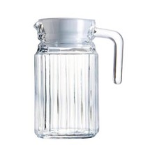 Glass Jug Slim 600ml Fridge Door Non Drip Spout Water Juice Cocktail Milk
