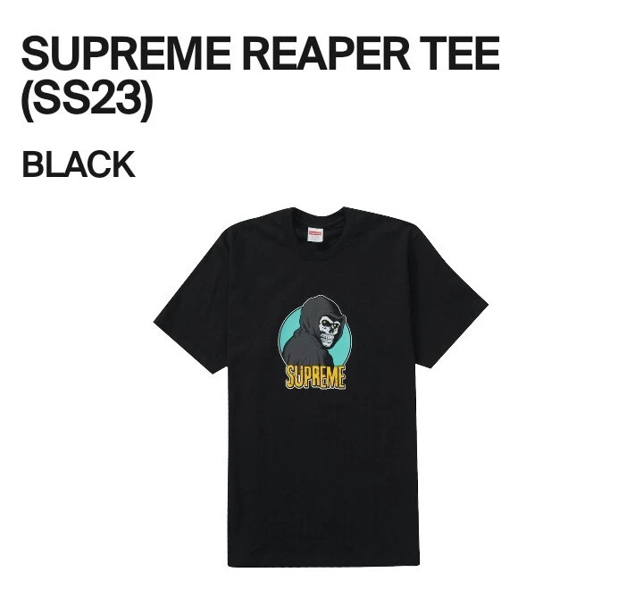 T shirt noir Supreme Reaper taille moyenne SS23.