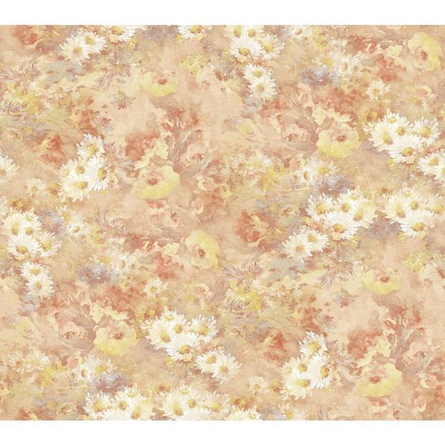 Seabrook Designs Wallpaper Roll 27' Non-Pasted Floral Metallic Rust N' Canary