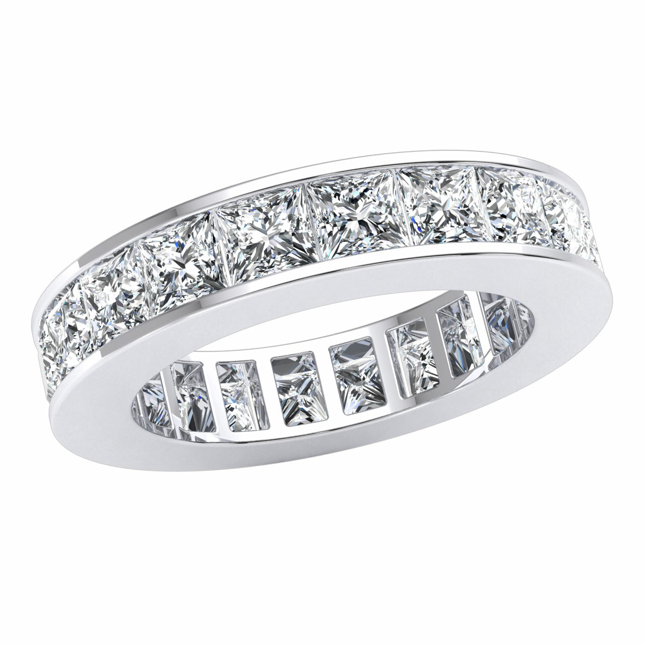 14k Gold Classic Channel Set Eternity Band Ring 5.5Ct Natural Princess ...