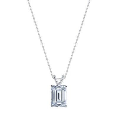 Halskette 2 kt IGI Zertifikat F/VVS Smaragd im Labor gezüchteter Diamant Anhänger 14 K Weißgold