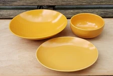 Lindt Stymeist Japan 3 pc. Yellow Orange Soup Bowl Oval Dessert Plate Berry Bowl