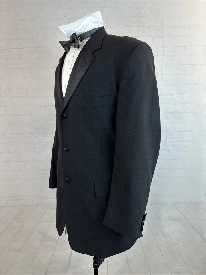 Pierre Cardin Men’s Tuxedo Suit 41R 35X30 Black Wool Formal Wear Athletic Fit - Image 2 of 4