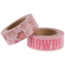 2 Rolls Pink Smile Face Cowgirl Howdy  Washi Tape Decorative Planner Papercraft