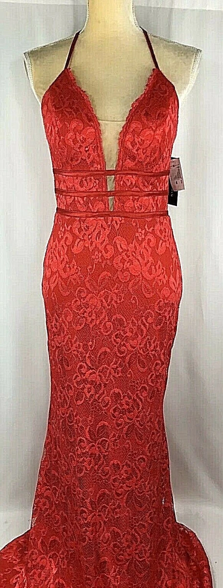 Betsy and adam hot sale red lace dress