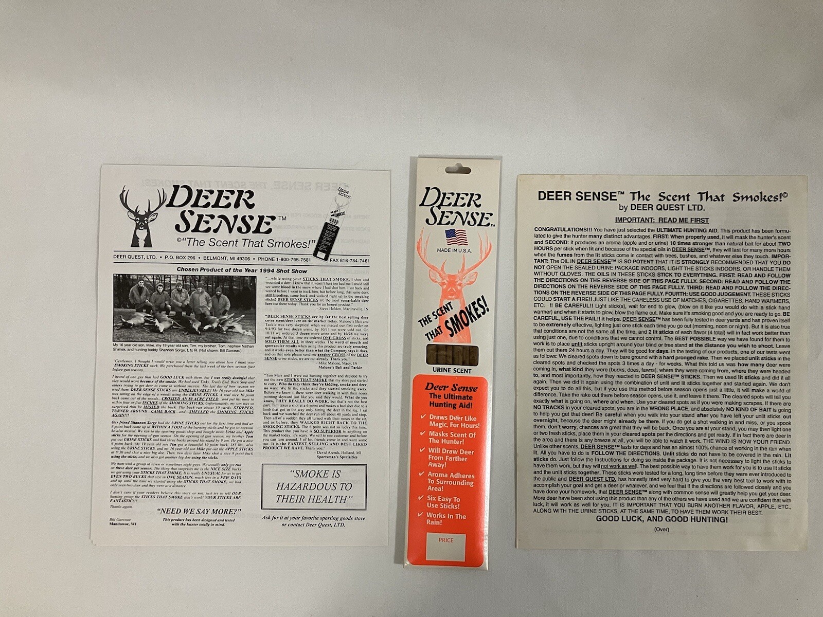 Deer Quest Deer Sense Urine Scent Smoke Stick 6 Pack "The Scent That Smokes" NEW eBay