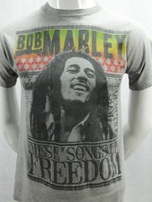 Bob Marley T-Shirt Redemption Song Zion Rootswear Reggae Freedom Gray SS Small