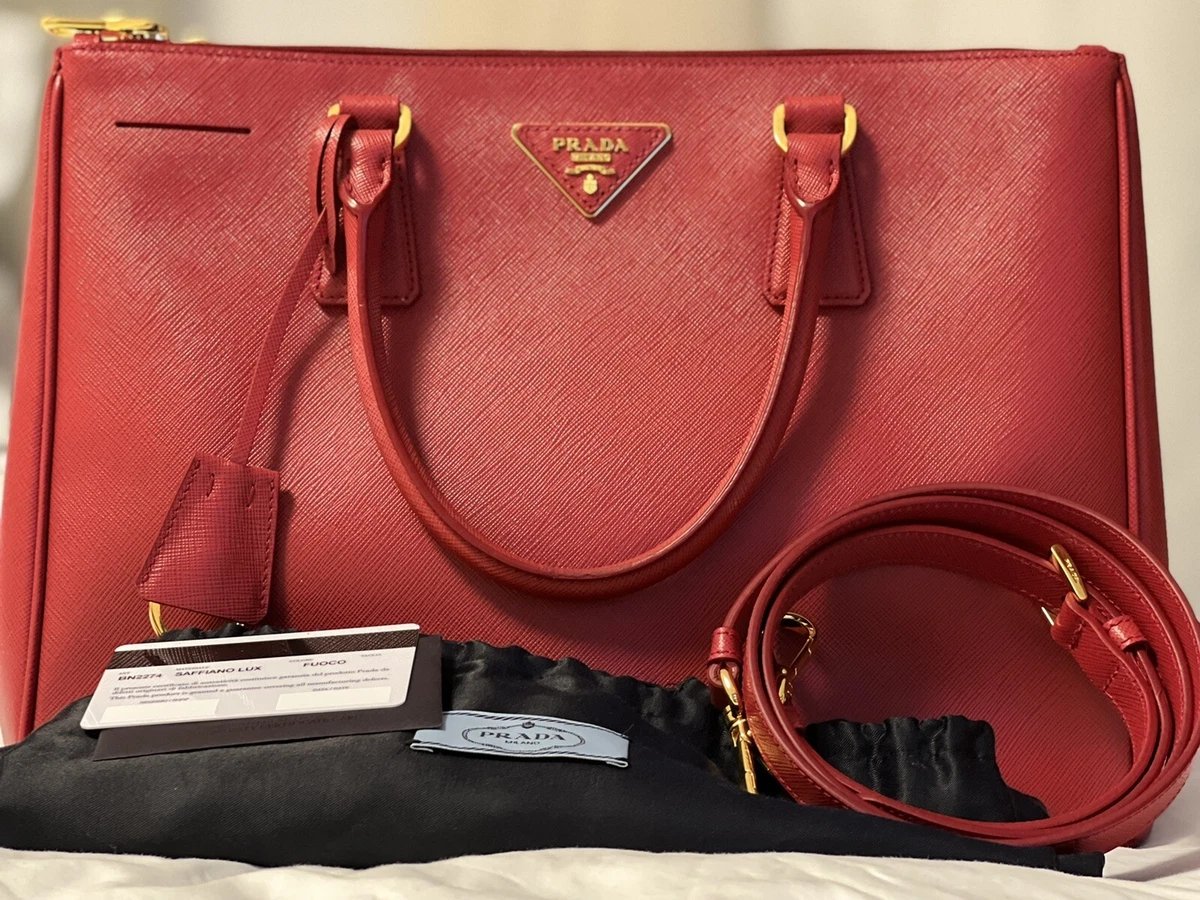 Sold at Auction: A RED LARGE PRADA GALLERIA SAFFIANO LEATHER BAG