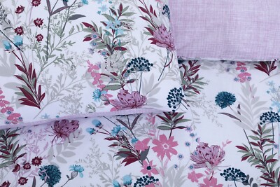 NightComfort botanisches Muster Blumenmuster Bettbezug mit Kissenbezug rosa rosa