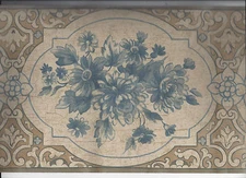 * BLUE FLOWERS MOULDING WALLPAPER BORDER NEW ARRIVAL VICTORIAN FLORAL CRACKED 