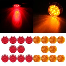 10X Red 10X Amber 2" Round LED Side Marker Clearance Lamp Turn Signal Tail Light