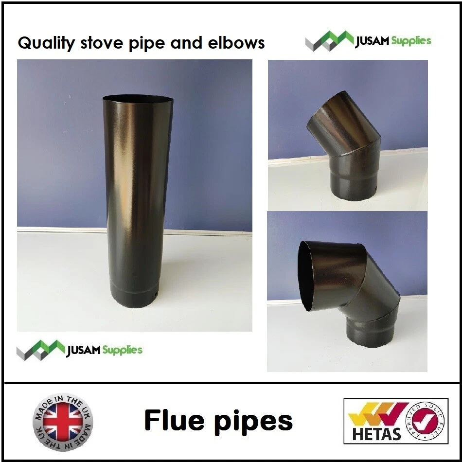5u0026#034; inch u0026amp; 6u0026#034; black wood burner stovepipe stove Flue pipe log  coal multifuel fire | eBay