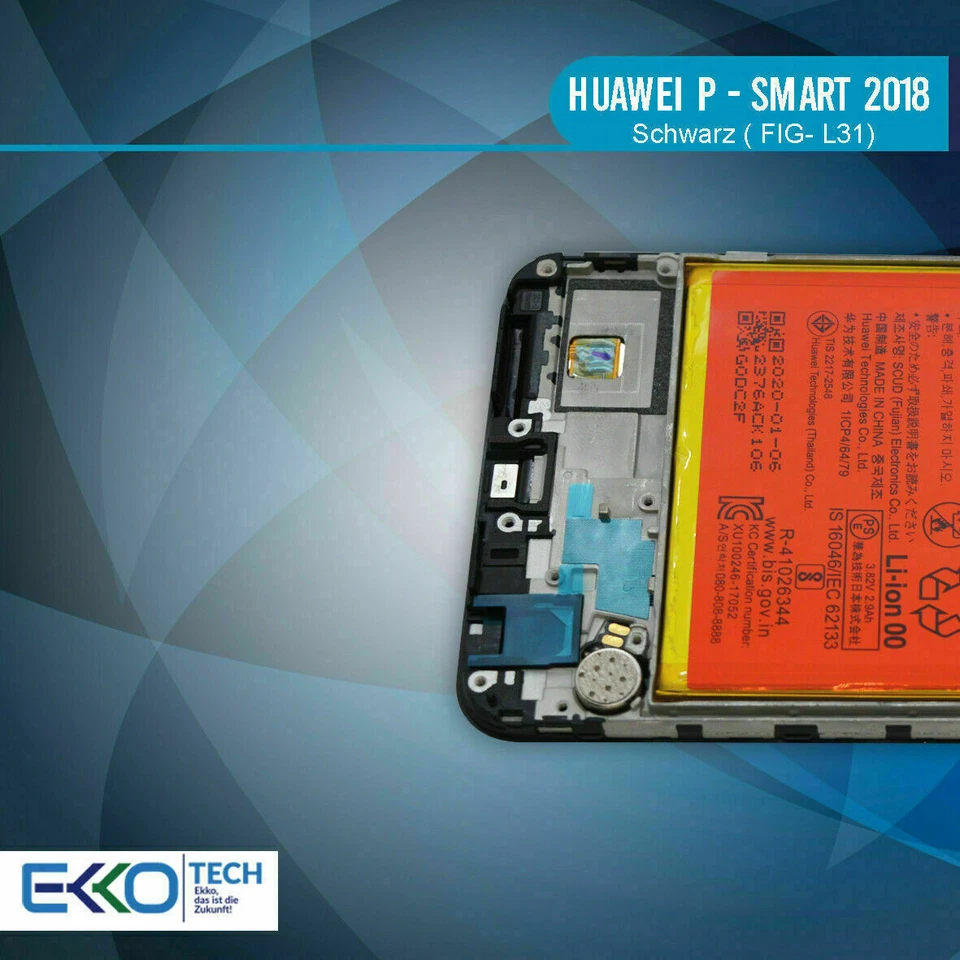 ✅ Huawei P-Smart 2018 LCD Display Bildschirm Schwarz Akku Rahmen Original Ware ✅ - Bild 3 von 4