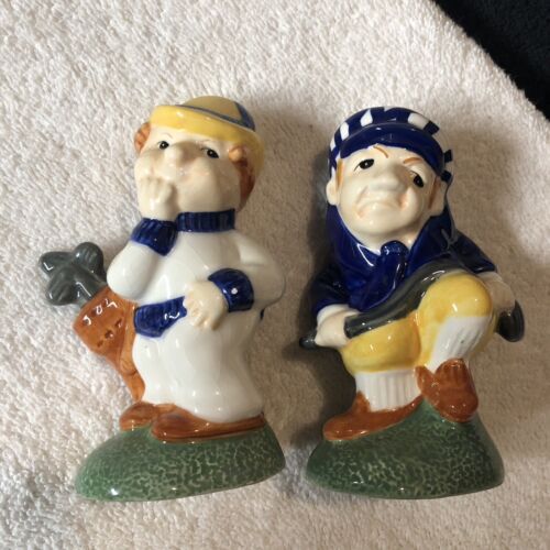 Fitz And Floyd OCI Omnibus Salt And Pepper Shakers Golfer & Golf Bags - Picture 1 of 10