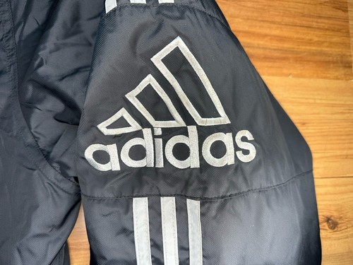 Y2K Adidas Reversible Jacket 2 Sided Men XL Black/Grey Corduroy Puffer - Picture 5 of 18