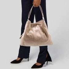 Coach Phoebe Leather Shoulder Bag Beige