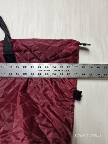 Macy's Large Fabric Tote Bag Burgundy Zip Closure Inside Pocket Black Bottom - Picture 8 of 12