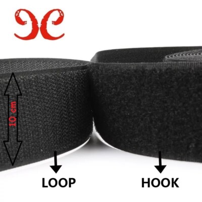 Chiusura A Strappo Velcro 1 Metro Da Cucire - Nero, Completo Maschio E Femmina