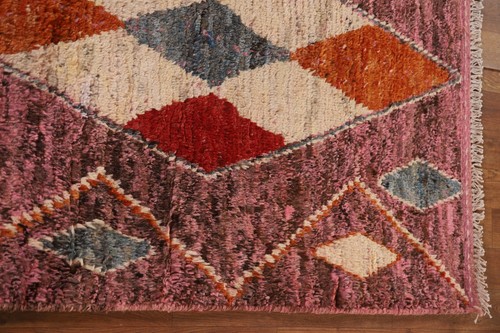 Geometric Tribal Plush Wool Berber Moroccan Runner Rug Hand-made Carpet 3x10 - Picture 13 of 18