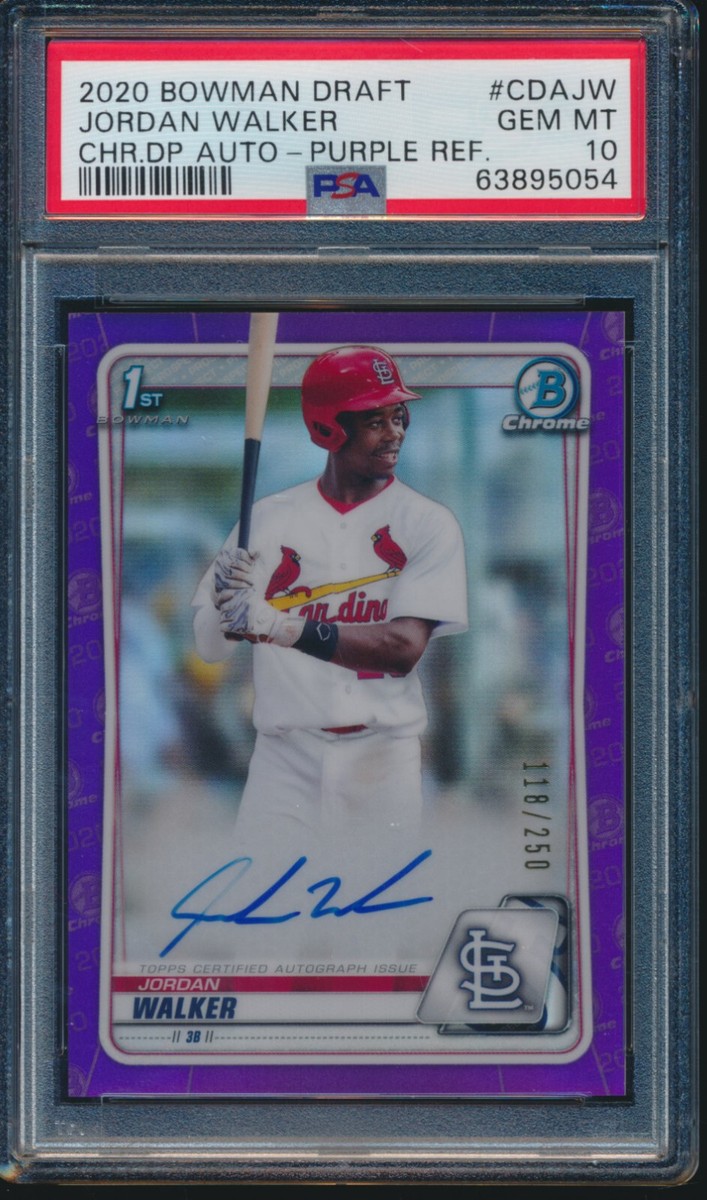 PSA 10 JORDAN WALKER AUTO 2020 Bowman Chrome PURPLE REFRACTOR 