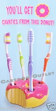 DONUT TOOTHBRUSH HOLDER BIG MOUTH TOYS DOUGHNUT SHAPE BIRTHDAY GIFT NEW CUTE