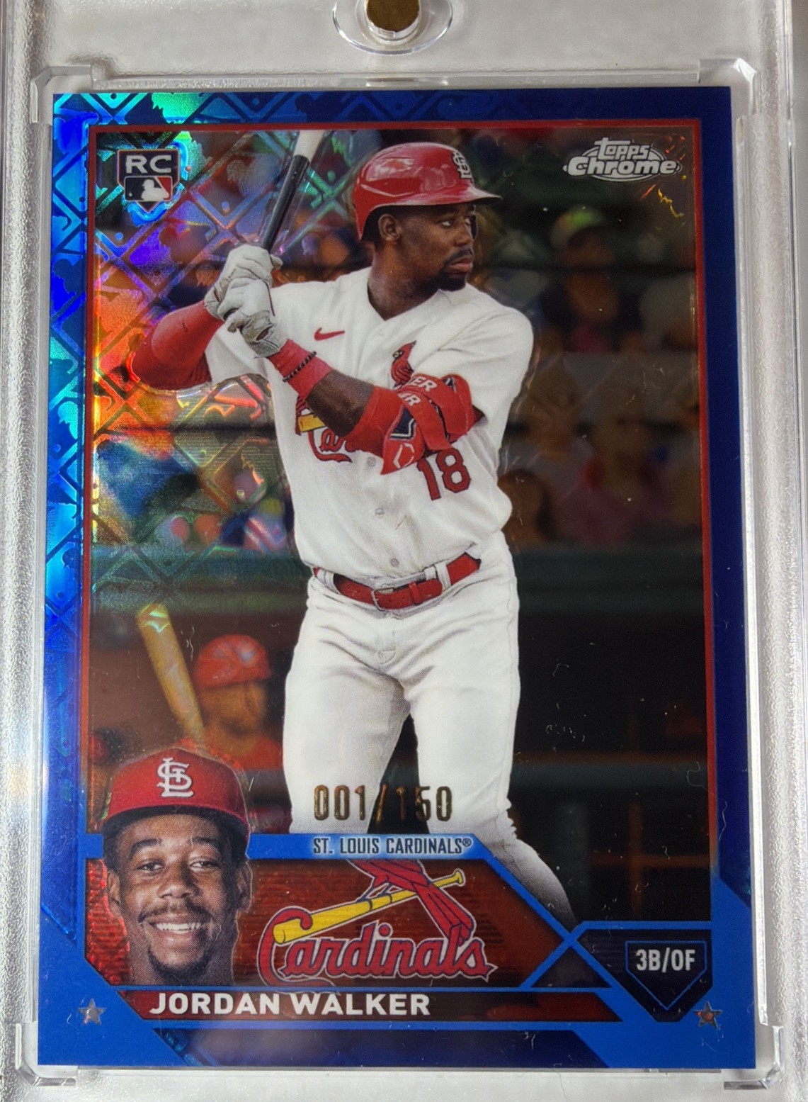 Jordan Walker RC 2023 Topps Chrome Logofractor Blue Refractor Rookie 001/150